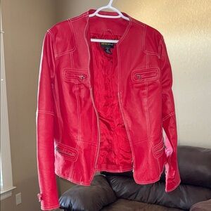 Metrostyle Bold Red Leather Jacket